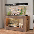 55–75/90 Gallon Aquarium Stand,Heavy-Duty 48" Turtle Reptile Fish Tank Stand With Storage Drawers, Reinforced Metal Frame, LED Lighting, Power Outlets (Rustic Brown) - color: Rustic Brown