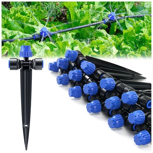 HIRALIY 15 Piece Quick-Connect Drip Irrigation Emitters for Drip Irrigation Kit Series 1/4 inch Tubing, 8 Holes Adjustable Water Flow Dripper with Stake - style: 15Pcs 8-Hole Dripper