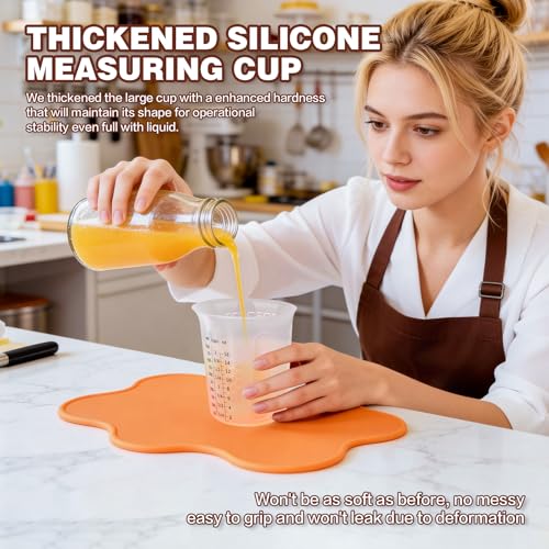 Silicone Measuring Cups Set 125ml + 250ml + 500ml for Cooking Reusable Baking Supplies Silicone Flexible Melting Measure Cup for Butter, Chocolate - color: 125ml+250ml+500ml
