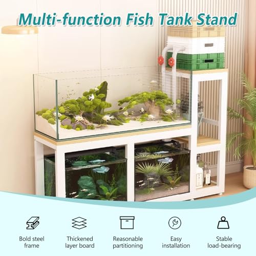 Fish Tank Stand,Reinforced Steel Fish Tank Storage Rack - Large Capacity for Home & Pet Shops, 40cm (15.7in) Wide, Durable & Stylish, Ideal for Organizing Aquatic Supplies - color: White, size: W 40cm/15.7in
