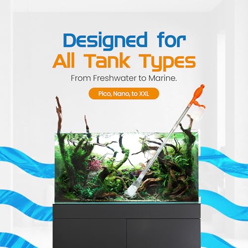 FL!PPER Flipper AquaVac Gravel/Sand Cleaner & Siphon Kit - Dual-Purpose Aquarium Vacuum with Safety Valves for Freshwater & Saltwater Fish Tanks
