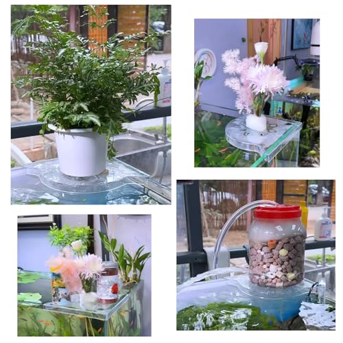 2 Pcs Aquarium Plant Holder for Rimless Fish Tank, Upgraded Aquarium Plant Holder, Corner Shelf for Fish Tank Top for Aquatic Plants, Water Feature Decoration(White
