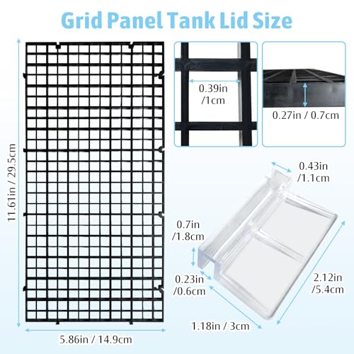 Plastic Aquarium Divider with Clips Grid Panel Aquarium Lid Hood Fish Tank Divider Filter Bottom Isolation Pane Separator for Mixed Breeding(8 PCS,Black)