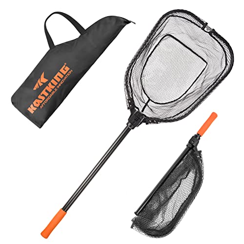 KastKing Brutus Fishing Net, Foldable Extendable Fish Landing Net, Lightweight & Portable Fishing Net with Soft EVA Foam Handle, Holds up to 44lbs/20KG, Fish-Friendly Mesh for a Safe Release - size: 45" Total Length(not extendable), style: Pvc Net