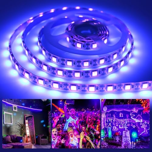 iNextStation USB UV Black LED Light Strip, 2M/6.6ft 5V SMD5050 LEDs 395nm-405nm Waterproof LED Blacklight Strip for Fluorescent - color: UV waterproof, size: With USB/6.6FT
