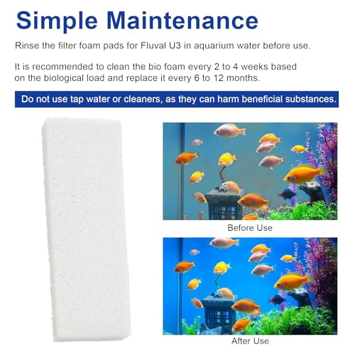 Aquarium Filter Bio Foam Pads Compatible with Fluval U3 Underwater Filter, A487 Replacement Filter Foam for Fish Tank, Filter Sponge Media for Freshwater and Saltwater Tanks, 10 Pack