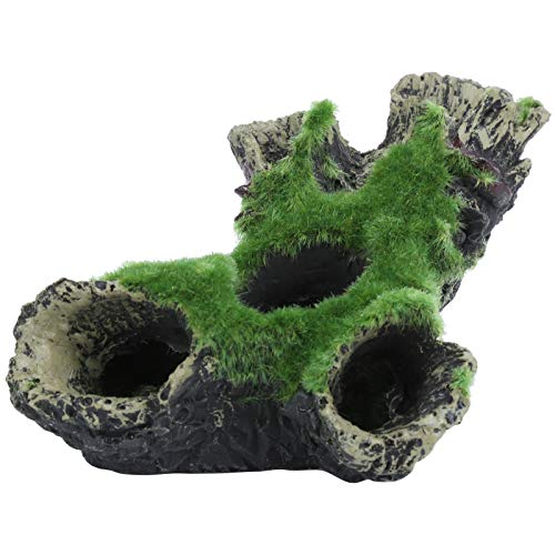 Aquarium Decor Fish Ornament, Artificial Dead Wood Cave Shelter, Natural Design Fish Shelter for & Shrimp, 15x9x6.5cm