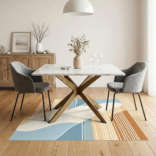 5'x7' Washable Contemporary Stripe Area Rug, Burnt Orange Flatwoven Floor Covering for Dining Room, Under Table, Home Office, Non-Slip Chair-Friendly Carpet | Ref:1993950 - color: Beige/Pattern 24, size: 5' x 7' (Rectangular)
