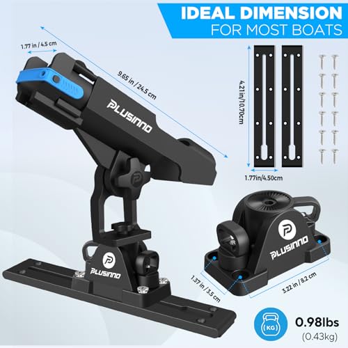 PLUSINNO 2 in 1 Fishing Rod Holders for Boat, Kayak Fishing Rod Holder, Fishing Pole Holders for Track Mount / Deck Mount, Fishing Gear with Fishing Rod Protective Strap, Fishing Accessories & Gifts - color: Rod Holder with Track - 2 Pack