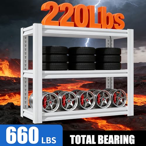 3-Tier Metal Aquarium Stand, 34" W x 18" D x 31.5" H, Adjustable Heavy Duty Fish Tank Rack, 660 lbs Capacity, Antique White (Antique White) - color: Antique White