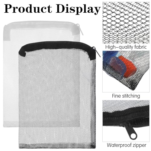 24 Pcs Mesh Bag for Aquarium Media, Aquarium Filter Media Bags Extra Fine 6.10×7.87 Inches with Zipper for Fish Tank Ceramic Rings Bio Balls(Black, White)