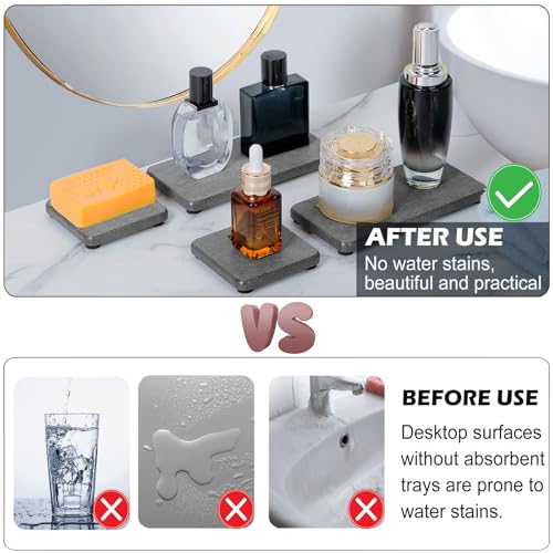 4PCS Water Absorbing Stone Tray for Sink, Fast Drying Stone Sink Tray, Water Absorbent Diatomite Trays, Diatomaceous Coaster, Stones Drying Trays for Bathroom Sinks and Kitchen Counter - color: Gray
