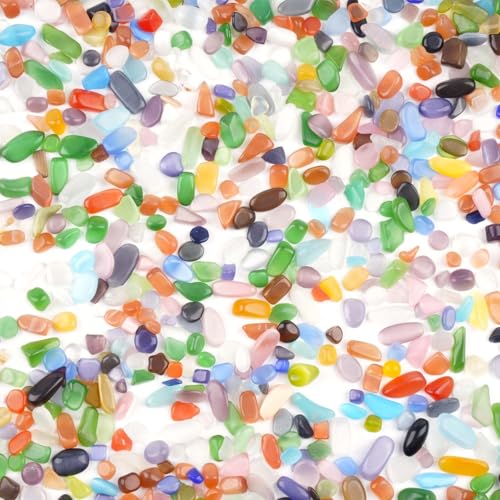 WAYBER Colorful Opal Pebbles, 1 Lb/460g Decorative Crystal Stones Rocks Sea Glass Gravel Sand for Aquarium/Turtle Tank/Succulent Plants/Flowerpot/Vase Decoration - color: Colorful Opal, size: 1 Pound