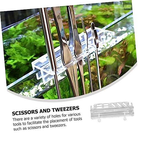 SUPVOX Fish Tank Tool Holder Wall-Mounted Storage Rack for Aquarium Cleaning Accessories Featuring Multiple Storage for Tweezers and Scissors Easy Installation Self-Fitted Screws