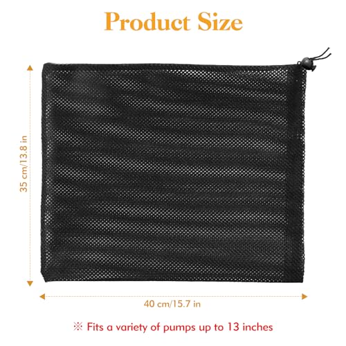 Yonghan Pond Pump Filter Bag, Large Pond Pump Bag with Drawstring, Nylon Pond Pump Mesh Bag Filter, Black Media Bag Large Pump for Swimming Pool Outdoor Water Pond Filter (13.8" x 15.7")