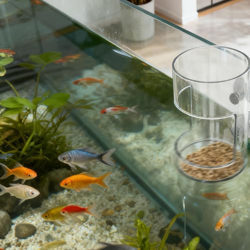 No Mess Aquarium Feeder, Acrylic Clear Fish Tank Feeder with Suction Cup, Preventing Food Scattering Feeding Tray Hollow Floating Sinking Shrimp Food Holders (1, Round + Square) - color: Round + Square