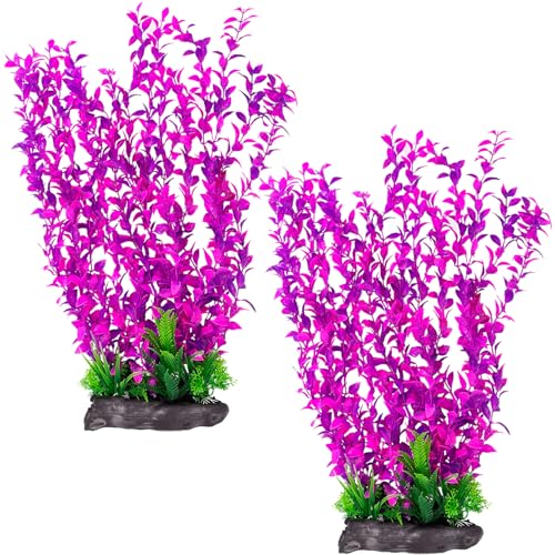 Hamiledyi Aquarium Plastic Plants Aquarium Decor Artificial Fish Tank Plants,Tall Fish Tank Decorations, Extra Large Aquarium Plant 20.4-inch Tall,2PCS - color: E*2 Pcs, size: 20.4 in