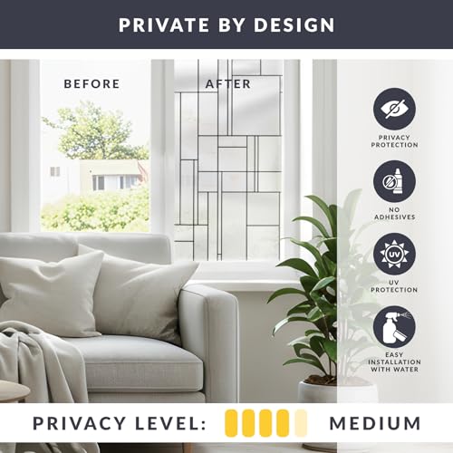 Skyline Window Privacy Film by Artscape - Textured Leaded Glass Design, Static Cling, Day and Night Privacy, UV Protection, Long-Lasting Vinyl, Made in USA - 36 x 72 Inch - color: Skyline