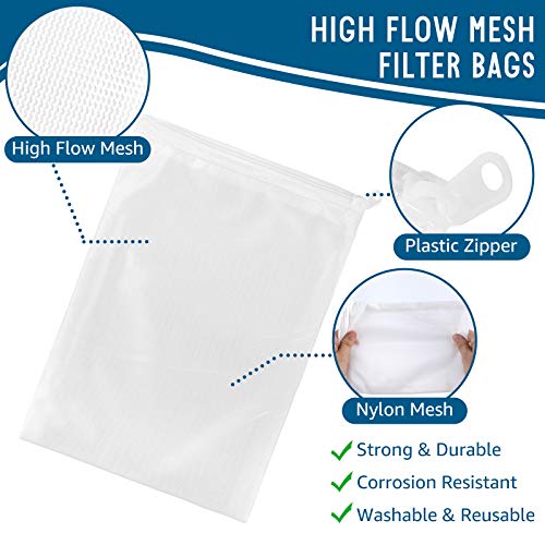 Media Bags for Aquarium - Extra Fine Mesh Bag - 10 PCS Fine Mesh Reusable Nylon Net Filter Bags with Plastic Zipper for Extra Fine Resins Filter, 7.9 x 5.5 Inch - color: Extra Fine, White 10Pack, size: 7.9 x 5.5 Inch