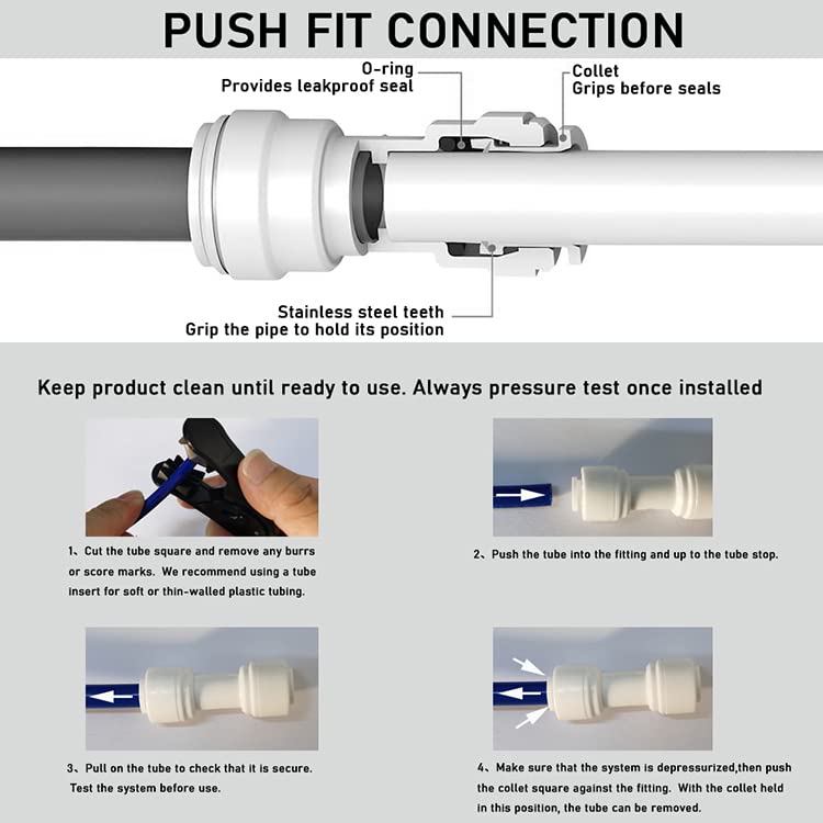 Malida 1/4" Tube to 3/8" Tube push fit elbow quick connect for RO water system (10, L-TT-0203) - size: L-TT-0203