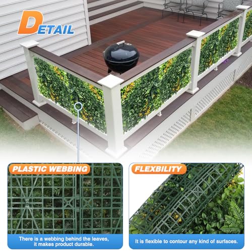 TANG 20"x20"-1PC Artificial Greenery Boxwood Panels Grass Wall Panel, Faux Privacy Fence Ivy Screens Backdrop Fake Hedge for Indoor Outdoor Wedding Décor, Style-8 - color: 20"x20" Panel-8, size: 20"x20"