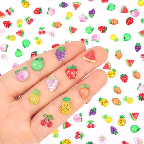 200pcs Mini Fruit Decor Resin Tiny Fruits for Crafts Dollhouse Miniatures Mini Resin Things for Fairy Garden Micro Landscaping Decoration Home Decor, 10 Types(Fruits) - color: 200pcs Tiny Resin Fruits