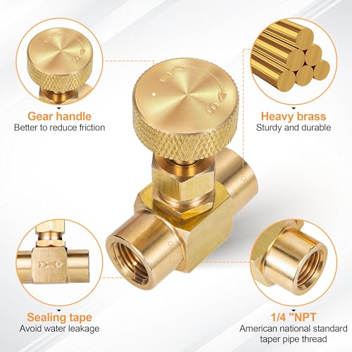 1 Pieces Heavy Duty Brass Instrument Replacement Control Needle Valve 1/4" Npt Female X 1/4" Npt Female Connection Golden - size: 1PC 1/4 " Female * 1/4"Female needle valve