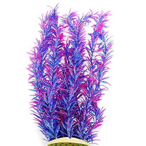 Aquarium Fish Tank Decoration,Large Artificial Plants for Fish Tank 21 inches Tall,Safe for All Fish, Purple