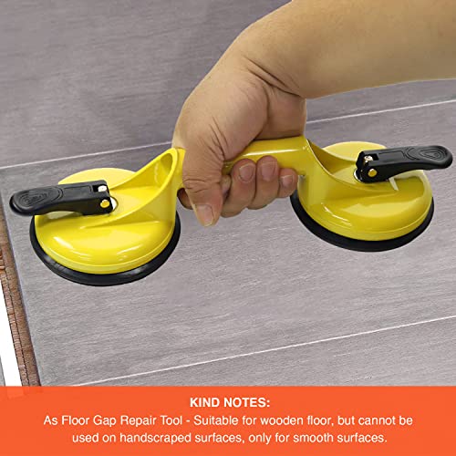 2 Pack Suction Cups Heavy Duty Aluminum Vacuum Plate Handle Glass Holder Hooks to Lift Large Glass/Tile Lifter/Pad for Lifting/Dent Puller - color: 2 Pack Double Plate-Yellow