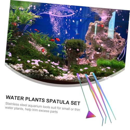 POPETPOP 3Pcs Stainless Steel Aquascaping Tools Set Durable Aquarium Tweezers Spatula Scissors for Aquatic Plant Maintenance Rustproof Easy to Use for Fish Tank Care