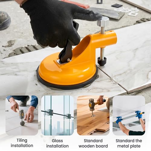 2026 New Adjustable Height Setter Professional Countertop Leveling Tool, Floor Gap Fixer Tool Powerful Tile Leveling Tools with Vacuum Lifting Clamps Rubber for Granite, Marble (Yellow) - color: Yellow
