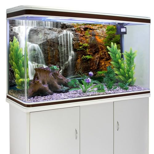 AWERT 48x18 inches Waterfall Terrarium Background Tropical Aquarium Background Mountain Lake Reptile Habitat Background Durable Polyester Background - size: 48x18in/120x45cm