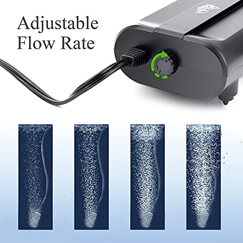 AQQA Aquarium Air Pump,3.5W 5W Dual Outlet Oxygen Pump with 2 Air Stone,Adjustable Air Valve Quiet Bubbler Pump,Up to 160 Gallon Fish Tank (3.5w) - size: 3.5W (for 1-50 gallon)