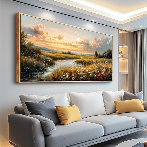FUHAIHUA Wood Framed Canvas Wall Art For Living Room Large Wall Decor For Office Bedroom Decorations Sunset Landscape Pictures Farmhouse Painting Artwork Room Wall Mural Aesthetic Home Decor 30x60 In - color: Sunset Landscape Wood Framed, size: 60"L x 30"