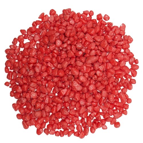 Red Pebbles for Crafts, 0.9 Pound Natural Polished Aquarium Gravel, Decorative Pebbles for Indoor Plants, Turtle Tank, Vase, Succulents Cactus, Garden Landscaping - color: Red