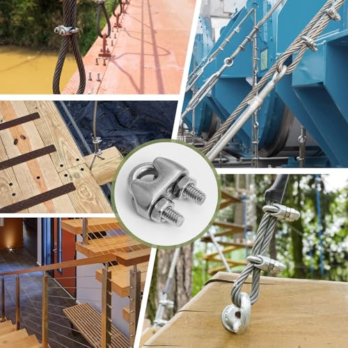 12pcs M3 Wire Rope Clamp, 1/8 inch Cable Clamps Stainless Steel Wire Rope Clips - size: M3
