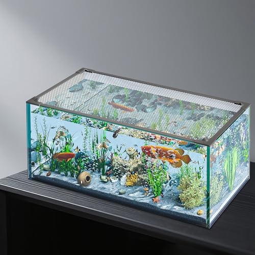 Fish Tank Lid Magnetic Aquarium Lid DIY Size Fish Tank Cover Anti-Jumping Net Soft and Strong Mesh Protect Fish Jumping Out Easy Installation Washable (Gray, 28''x16'' Fit for ≤20 Gallon) - size: 28''x16'' Fit for ≤20 gallon