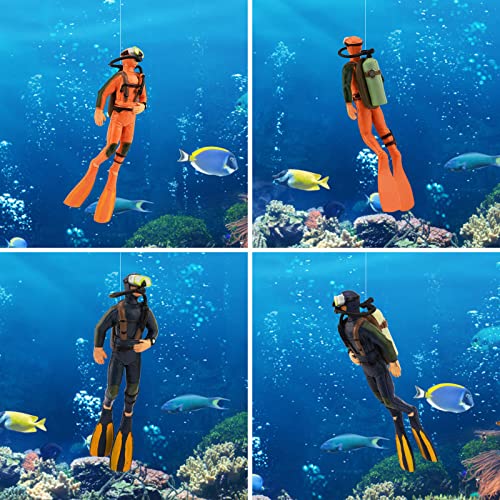2 Pack Fish Tank Decorations Little Diver Decorative Ornament Floating Pendant for Creative Fish Tank Accessories, Aquarium Decorations, Marine Landscaping
