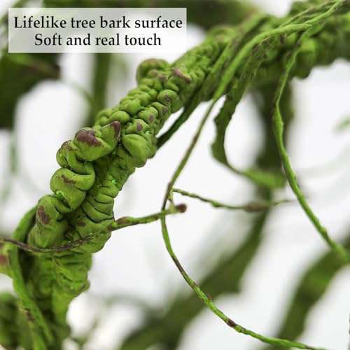 118 inch Big Artificial Green Tree Branches Ivy Grapevine Garland Fake Tree Trunk Wall Door Hanging Plants Twigs Moss for Garden Home Wedding Outdoor Jungle Leaves Room Decoration - size: Large