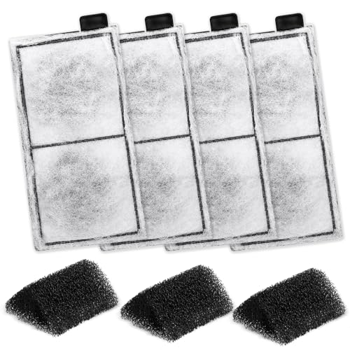 hygger HG009 Aquarium Filter Replacement Carbon Filter Cartridges 4 Pcs with Triangle Filter Sponge 3 Pcs (L) - size: L