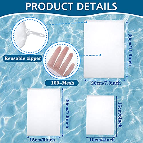 Shappy 15 Pcs 3 Sizes Aquarium Filter Mesh Bags 150 Micrometer Fine Filter Fish Tank Media Bags with Zipper for Activated Carbon Biospheres Ceramic Rings, 4 x 6 Inch, 7.9 x 6 Inch, 7.9 x 11.8 Inch