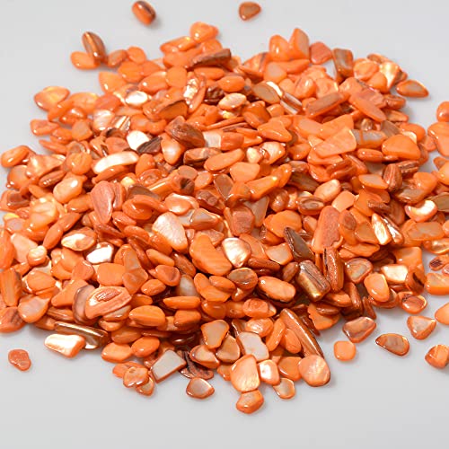 QICQDRAM Crushed Shells for Crafts About 1LB (405g/14.28oz) Small Natural Crushed Shells Bulk for Crafts DIY Beaching Wedding Decoration Vase Fillers (Orange) - color: Orange, size: 1LB (405g/14.28oz)
