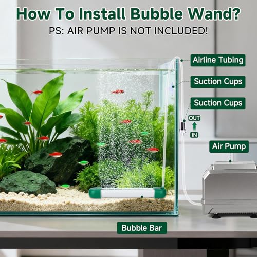 hygger 5.9Inch Aquarium Bubble Bar, Double Row Fine Mist Air Bubble Curtain Wall, Quiet Dissolved Oxygen Diffuser Air Stone, Self-Sinking Design Fish Tank Bubbler for Freshwater Saltwater Hydroponics - size: 5.9Inch