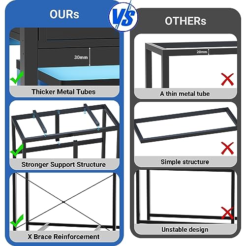 iSunirm 40-50 Gallon Fish Tank Stand, Aquarium Stand with Cabinet Accessories Storage, Heavy Duty Metal Frame, Reptile Terrarium Stand, 37.5" L*18.89" W Tabletop, 880LBS Capacity, Black