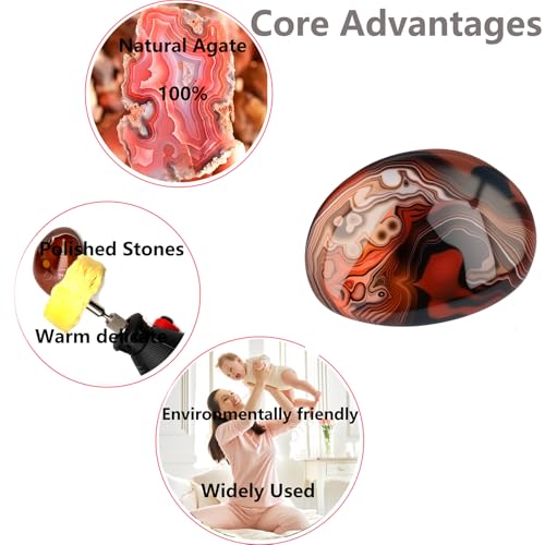 Agate Palm Stone Worry Stones,Natural Sardonyx Healing Crystal for Massage Meditation, Healing, Yoga, Reiki, Zen,Aquarium Decorative Rocks,Gift for Girls Christmas Gifts 4CM (4cm/5pcs) - size: 4cm/5pcs