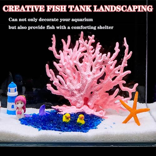 Besimple Artificial Aquarium Coral Ornament Plastic Fish Tank Plants Decoration for Aquarium Landscape (Pink) - color: Pink
