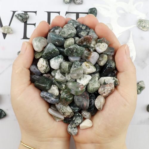 0.96LB Natural Pebbles Crushed Stones Aquarium Gravel Succulent Rocks Vase Filler Fish Tank Decorative Polished Bulk Irregular Shaped - Aquatic Agate - color: Aquatic Agate
