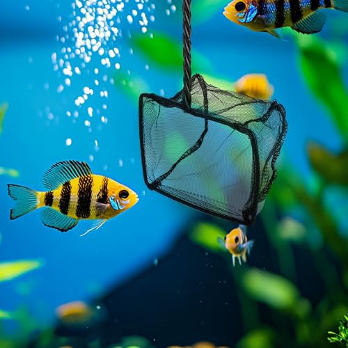 3 Pack Aquarium Net, Multi-Size Fine Quick Fish Catch Nets Extra Soft Nylon Fishing Nets with Plastic Handle for Aquarium Fish Tank Supplies- Black (4in,5in, 6in) - color: Black, size: Multi-Size Set: 4"/5"/6" (3-Pack)