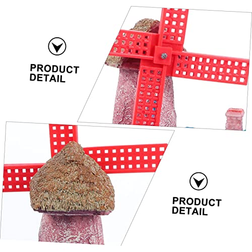FOMIYES Fish Tank Windmill Ornament Home Decoration Fish Tank for Betta Fish Castle Aquarium Ornament Fish Hiding Cave Lizard Hideout Cinnamon Sticks Leopard Print Beard Resin, 12x7cm