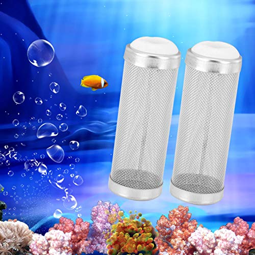Joyzan Aquarium Filter Inflow Inlet Mesh, Stainless Steel Intake Shrimp Guard Protector Cover Screen Metal Fish Tank Prefilter Tube Strainer Net Protecting Basket Media Accessory 16mm 5Pcs Silver